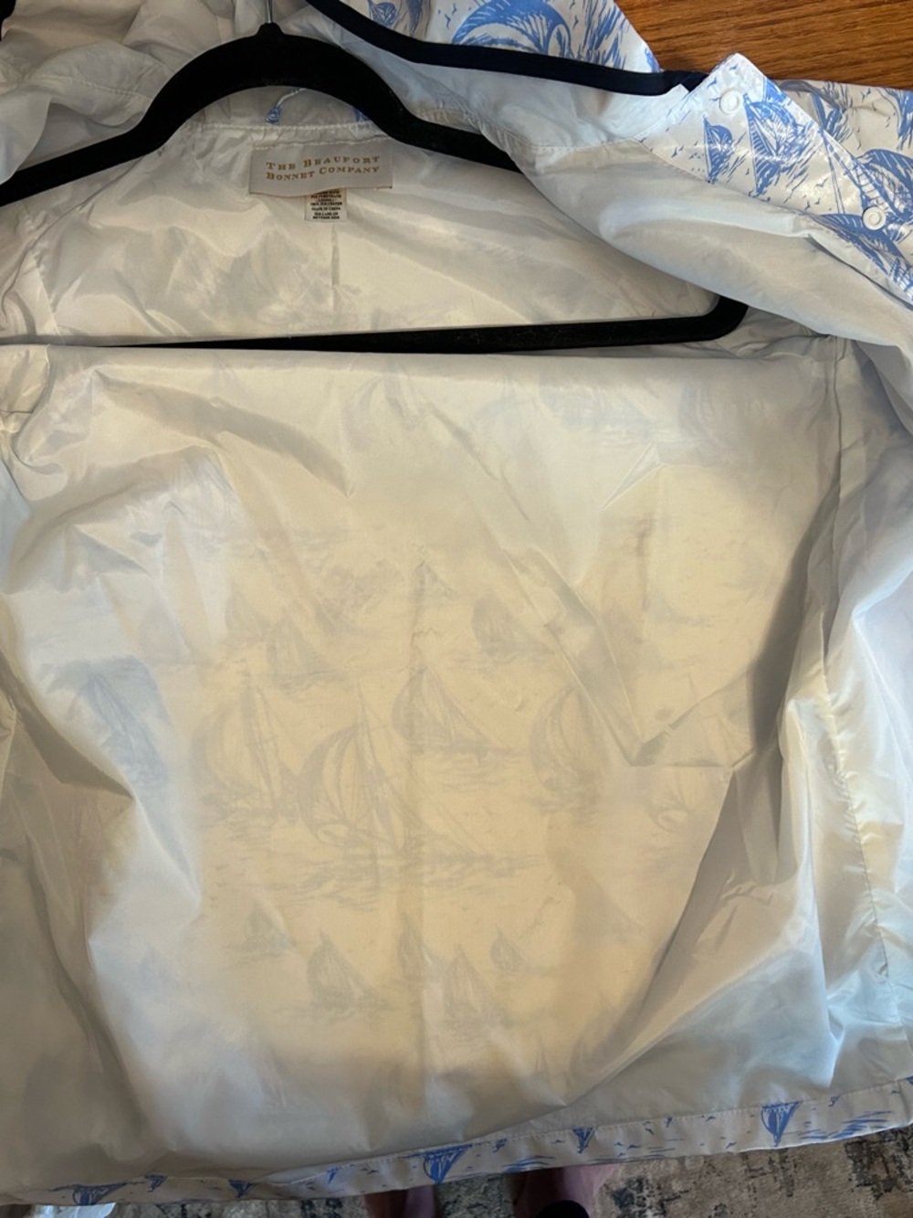 EUC BEAUFORT BONNET  SIZE 6 Blue & White Sailboat Rain Jacket - Picture 4 of 9